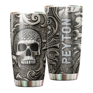 Camellia Personalized Viking Berserker Warrior Skull Graphic Metal Stainless Steel Tumbler - Double-Walled Insulation Travel Thermal Cup With Lid Gift For Viking Lover Halloween
