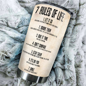 Camellia Personalized 7 Rules Of Life Inspiring Quotes Stainless Steel Tumbler - Double-Walled Insulation Thermal Cup With Lid Gift For Birthday