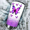 Camellia Personalized Violet Butterfly Graphics Stainless Steel Tumbler - Double-Walled Insulation Thermal Cup With Lid Gift For Memorial Day
