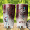 Camellia Personalized Superheroes Wear Scrub Stainless Steel Tumbler - Double-Walled Insulation Thermal Cup With Lid Gift For Nurse Doctor