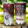 Camellia Personalized Superheroes Wear Scrub Stainless Steel Tumbler - Double-Walled Insulation Thermal Cup With Lid Gift For Nurse Doctor