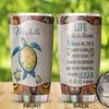 Camellia Personalized Turtle Life Is Like The Ocean Motivational Quote Stainless Steel Tumbler - Double-Walled Insulation Travel Thermal Cup With Lid