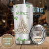 Camellia Personalized Slainte Irish Jewelry Style Green Stainless Steel Tumbler - Double-Walled Insulation Travel Thermal Cup With Lid