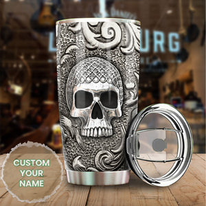 Camellia Personalized Viking Berserker Warrior Skull Graphic Metal Stainless Steel Tumbler - Double-Walled Insulation Travel Thermal Cup With Lid Gift For Viking Lover Halloween