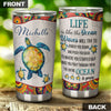 Camellia Personalized Turtle Life Is Like The Ocean Motivational Quote Stainless Steel Tumbler - Double-Walled Insulation Travel Thermal Cup With Lid