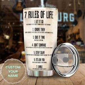 Camellia Personalized 7 Rules Of Life Inspiring Quotes Stainless Steel Tumbler - Double-Walled Insulation Thermal Cup With Lid Gift For Birthday