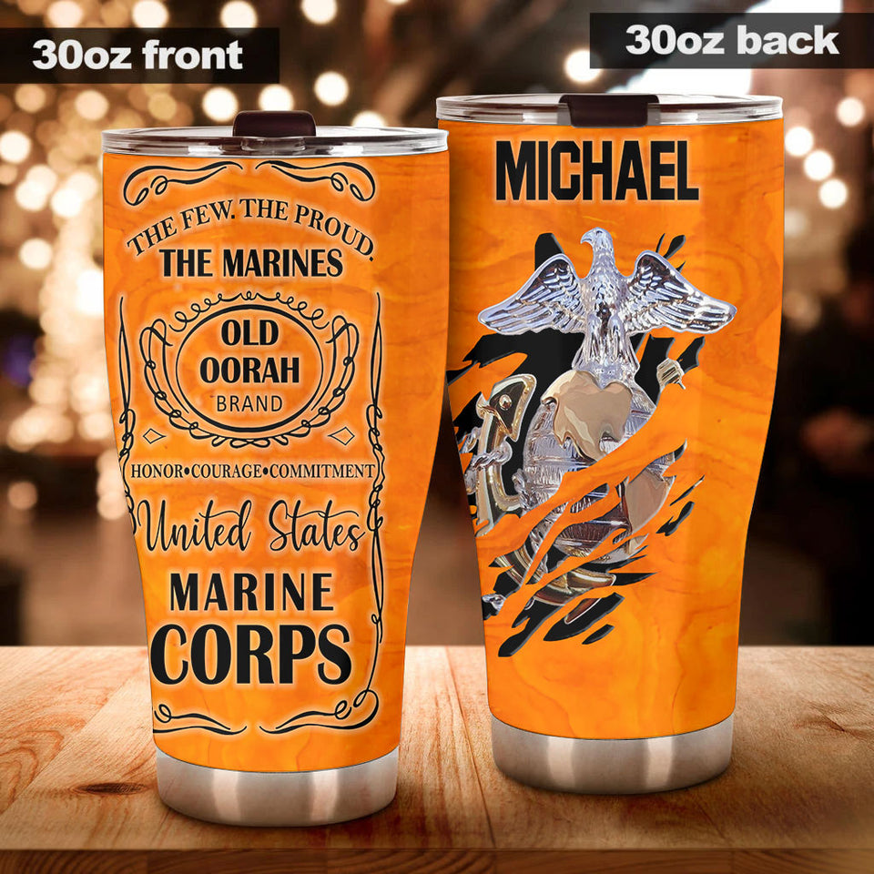 Camellia Personalized United States Marine Corps Eagle Stainless Steel Tumbler - Double-Walled Insulation Travel Thermal Cup With Lid Gift For Soldier Veteran