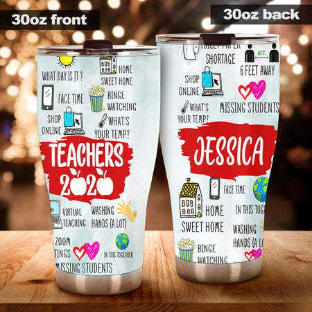 Camellia Personalized 3D Teachers Of 2020 Stainless Steel Tumbler - Customized Double-Walled Insulation Back To School Therma Cup With Lid