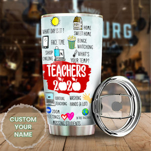 Camellia Personalized 3D Teachers Of 2020 Stainless Steel Tumbler - Customized Double-Walled Insulation Back To School Therma Cup With Lid