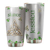 Camellia Personalized Slainte Irish Jewelry Style Green Stainless Steel Tumbler - Double-Walled Insulation Travel Thermal Cup With Lid