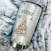 Camellia Personalized Slainte Irish Jewelry Style Green Stainless Steel Tumbler - Double-Walled Insulation Travel Thermal Cup With Lid
