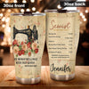 Camellia Personalized She Works Willingly Sewist Nutrition Facts Sewing Vintage Stainless Steel Tumbler - Double-Walled Insulation Travel Thermal Cup With Lid Gift For Sewer Girls