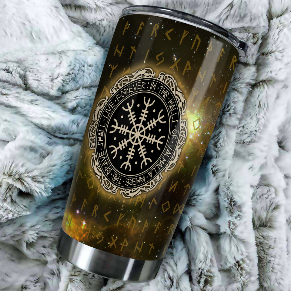 Camellia Personalized Viking Warrior Forever In The Hall Of Valhalla Stainless Steel Tumbler - Double-Walled Insulation Thermal Cup With Lid Gift For Viking Lover