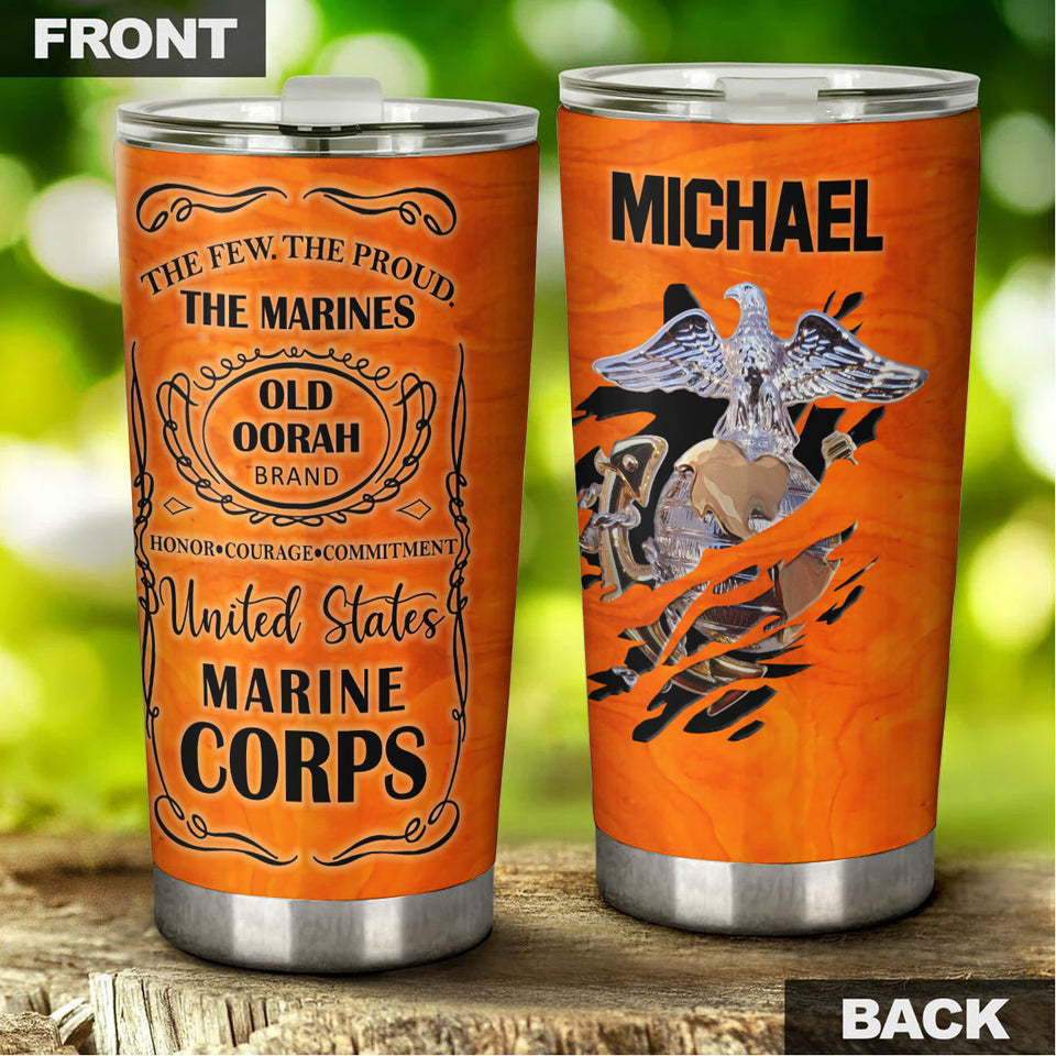 Camellia Personalized United States Marine Corps Eagle Stainless Steel Tumbler - Double-Walled Insulation Travel Thermal Cup With Lid Gift For Soldier Veteran