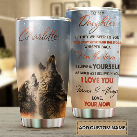 Camellia Personalized Daughter Believe In Yourself Motivational Quote Stainless Steel Tumbler - Double-Walled Insulation Travel Thermal Cup With Lid Mom Gift For Daughter