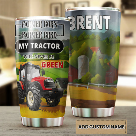 Camellia Personalized Tractor Farmer Tractor Never Be Green Farming Stainless Steel Tumbler - Double-Walled Insulation Travel Thermal Cup With Lid Gift For Tractor Lover