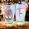 Camellia Personalized Hippie Every Little Thing Gonna Be Alright Stainless Steel Tumbler - Double-Walled Insulation Thermal Cup With Lid Gift For Hipster Peace Lover