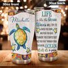 Camellia Personalized Turtle Life Is Like The Ocean Motivational Quote Stainless Steel Tumbler - Double-Walled Insulation Travel Thermal Cup With Lid