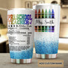 Camellia Personalized Rainbow Preschool Teacher Nutrition Facts Crayon Stainless Steel Tumbler - Double-Walled Insulation Travel Thermal Cup With Lid Gift For Back To School