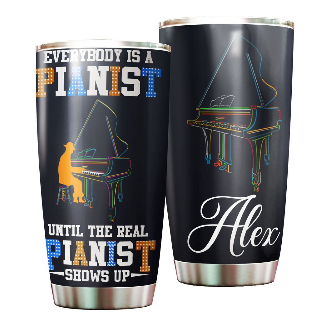 Camellia Personalized Everybody Is A Pianist Until Colorful Retro Stainless Steel Tumbler - Double-Walled Insulation Thermal Cup With Lid Gift For Pianist Musician