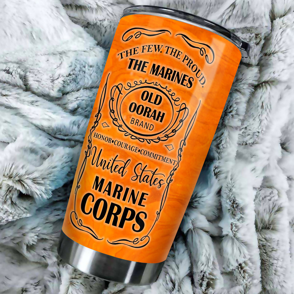Camellia Personalized United States Marine Corps Eagle Stainless Steel Tumbler - Double-Walled Insulation Travel Thermal Cup With Lid Gift For Soldier Veteran