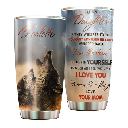 Camellia Personalized Daughter Believe In Yourself Motivational Quote Stainless Steel Tumbler - Double-Walled Insulation Travel Thermal Cup With Lid Mom Gift For Daughter