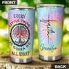 Camellia Personalized Hippie Every Little Thing Gonna Be Alright Stainless Steel Tumbler - Double-Walled Insulation Thermal Cup With Lid Gift For Hipster Peace Lover