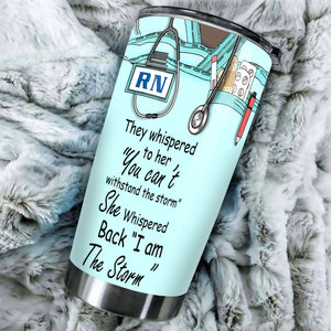 Camellia Personalized I Am The Storm Stainless Steel Tumbler - Customized Double-Walled Insulation Thermal Cup With Lid Gift For Nurse Doctor
