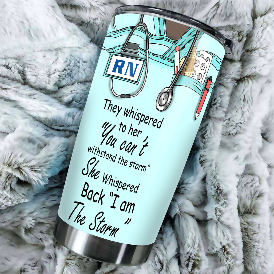 Camellia Personalized I Am The Storm Stainless Steel Tumbler - Customized Double-Walled Insulation Thermal Cup With Lid Gift For Nurse Doctor