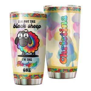 Camellia Personalized Black Sheep I'm The Tye-dyed One Stainless Steel Tumbler - Double-Walled Insulation Travel Thermal Cup With Lid For Hippie Hipster