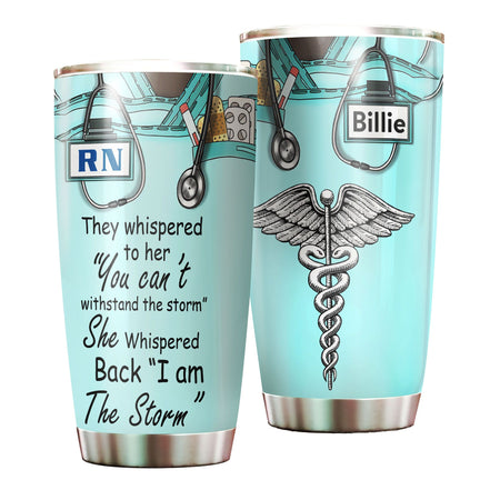 Camellia Personalized I Am The Storm Stainless Steel Tumbler - Customized Double-Walled Insulation Thermal Cup With Lid Gift For Nurse Doctor