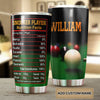 Camellia Personalized Billiards Snooker Player Nutrition Facts Stainless Steel Tumbler - Double-Walled Insulation Sporty Thermal Cup With Lid Gift For Pool Player Billiards