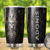 Camellia Personalized 3D Native American Golden Skull Stainless Steel Tumbler - Customized Double-Walled Insulation Travel Therma Cup With Lid