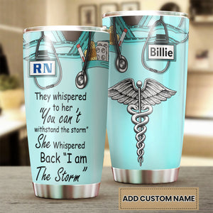 Camellia Personalized I Am The Storm Stainless Steel Tumbler - Customized Double-Walled Insulation Thermal Cup With Lid Gift For Nurse Doctor