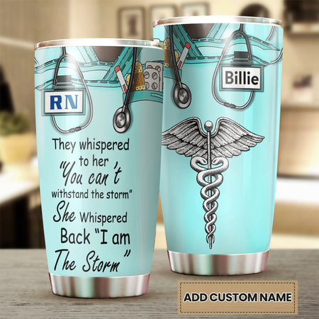 Camellia Personalized I Am The Storm Stainless Steel Tumbler - Customized Double-Walled Insulation Thermal Cup With Lid Gift For Nurse Doctor