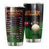Camellia Personalized Billiards Snooker Player Nutrition Facts Stainless Steel Tumbler - Double-Walled Insulation Sporty Thermal Cup With Lid Gift For Pool Player Billiards