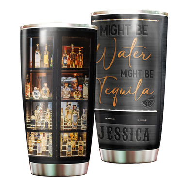 Camellia Personalized Might Be Water Might Be Tequila Wine Bar Stainless Steel Tumbler - Double-Walled Insulation Wine Thermal Cup With Lid Gift For Alcohol Lover Wine Drinker