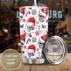 Camellia Personalized Skull Wearing Santa Hat Merry Christmas Stainless Steel Tumbler - Double-Walled Insulation Thermal Cup With Lid Gift For Xmas Holiday