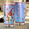 Camellia Personalized Snow Gnomes Wearing Santa Hat Merry Christmas Stainless Steel Tumbler - Double-Walled Insulation Thermal Cup With Lid Gift For Xmas Holiday Season