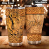 Camellia Personalized Deer Hunting Wooden Style Stainless Steel Tumbler - Double-Walled Insulation Travel Thermal Cup With Lid Gift For Deer Hunter Men