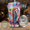 Camellia Personalized Watercolor Elephant I Am Brave Fearless Stainless Steel Tumbler - Double-Walled Insulation Travel Thermal Cup With Lid Gift For Hippie Hipster