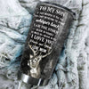 Camellia Personalized Deer To My Son Love You Forever Stainless Steel Tumbler - Customized Double-Walled Insulation Thermal Cup With Lid Mom Gift For Son
