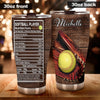 Camellia Personalized Softball Player Nutrition Facts Stainless Steel Tumbler - Double-Walled Insulation Sporty Thermal Cup With Lid Gift For Sport Lover