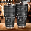 Camellia Personalized Photographer Camera Lens Graphic Stainless Steel Tumbler - Double-Walled Insulation Travel Thermal Cup With Lid Gift For Photographer