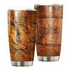 Camellia Personalized Deer Hunting Wooden Style Stainless Steel Tumbler - Double-Walled Insulation Travel Thermal Cup With Lid Gift For Deer Hunter Men