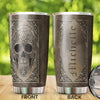 Camellia Personalized Metal Skull Skeleton Stainless Steel Tumbler - Double-Walled Insulation Travel Thermal Cup With Lid