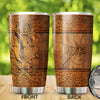 Camellia Personalized Deer Hunting Wooden Style Stainless Steel Tumbler - Double-Walled Insulation Travel Thermal Cup With Lid Gift For Deer Hunter Men