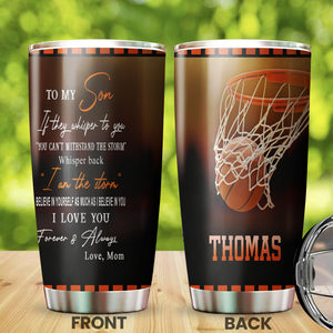 Camellia Personalized Basketball To My Son Motivational Quote Stainless Steel Tumbler - Double-Walled Insulation Sporty Thermal Cup With Lid Dad Gift For Son