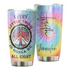 Camellia Personalized Hippie Every Little Thing Gonna Be Alright Stainless Steel Tumbler - Double-Walled Insulation Thermal Cup With Lid Gift For Hipster Peace Lover