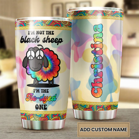 Camellia Personalized Black Sheep I'm The Tye-dyed One Stainless Steel Tumbler - Double-Walled Insulation Travel Thermal Cup With Lid For Hippie Hipster